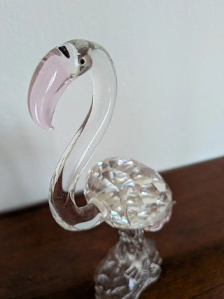 Flamingo in Vetro Trasparente e Rosa
