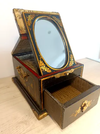 Joyero Chino Antiguo Negro Dorado