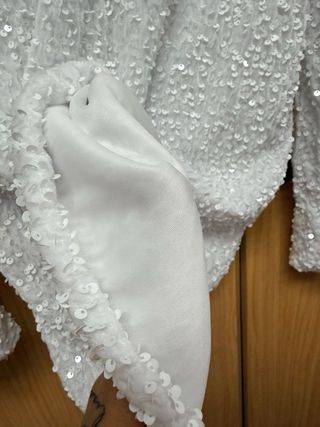 Vestido lentejuelas blanco manga larga