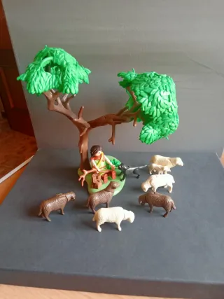 Belén Playmobil Pastor con ovejas, árbol y perro