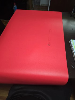Alfombrilla escritorio cuero sintético roja