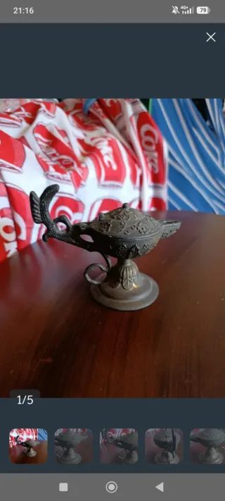 Antico porta incenso in metallo