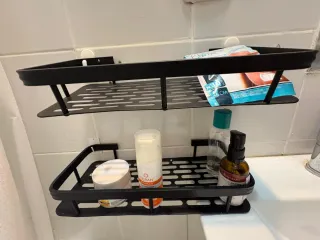 2 Scaffali Adesivi Neri per Bagno