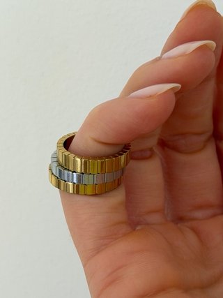 Set 3 Anillos acero con circonita