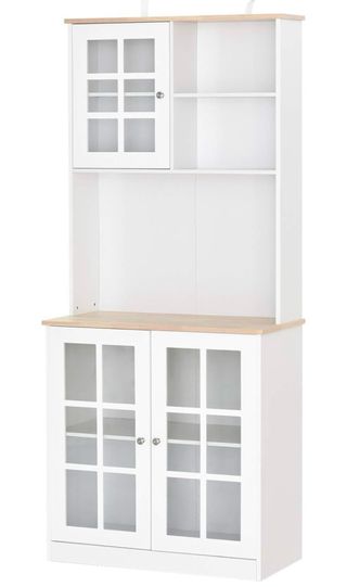 Alacena blanca y beige con puertas de cristal Urge