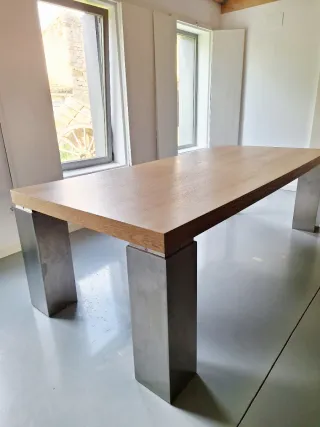Mesa comedor industrial madera y metal