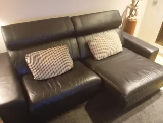 Sofá de piel 225x95cm asientos extraíbles