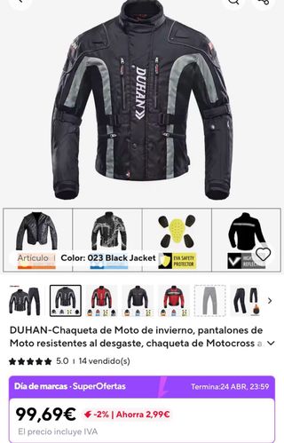 Chaqueta Moto DUHAN Negra y Gris Touring