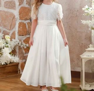 Vestido rosa largo evento comunión boda