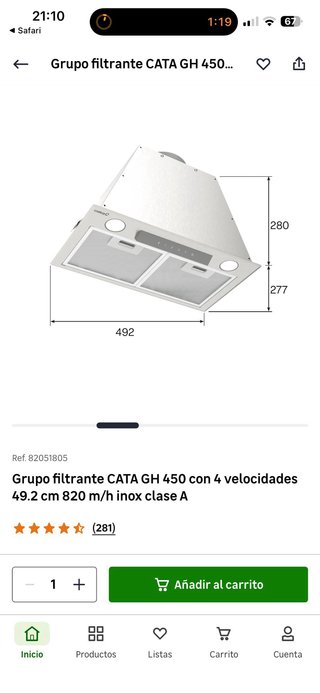 Campana extractora CATA casi nueva