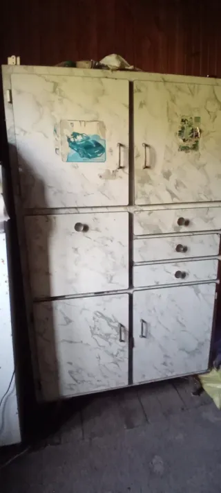 Mueble alacena blanco y gris