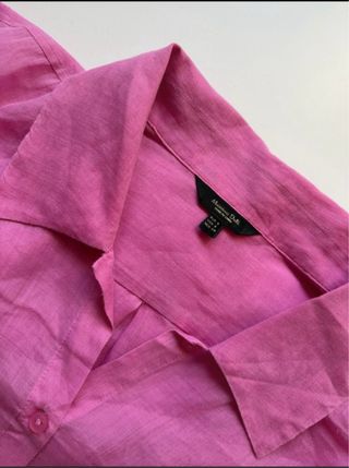 Camisa de lino rosa Massimo Dutti