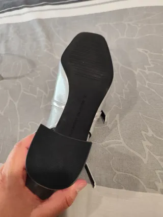 Zapatos tacón medio plateados T 39