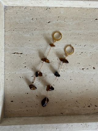 Pendientes Acero Inoxidable Piedras Marrones