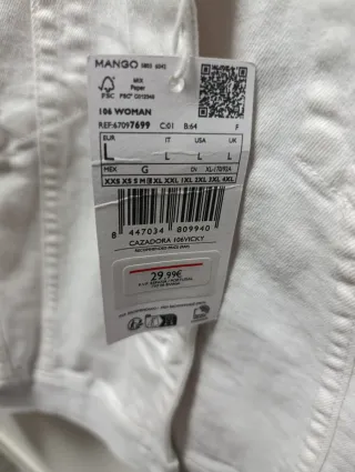 Chaqueta tejana Mango Talla L