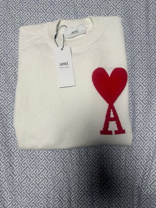 Jersey Ami Paris Blanco Corazón Rojo