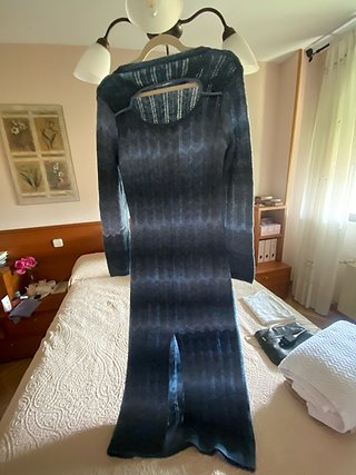 Vestido largo de punto azul degradado