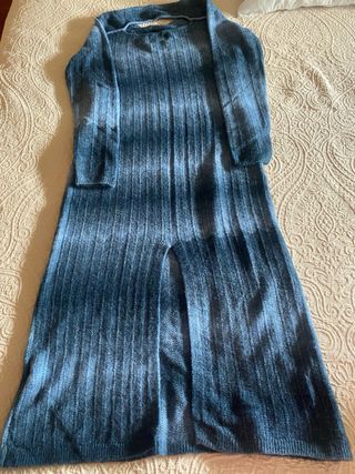 Vestido largo de punto azul degradado