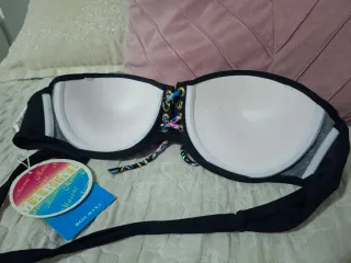 Bikini Negro con Cordones Multicolor