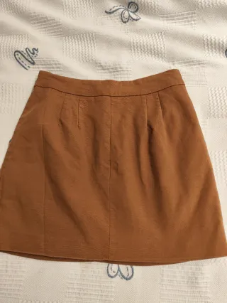 Falda Zara marrón con detalles turquesa