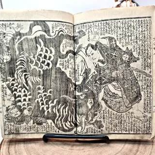 Libro Giappone Ukiyo-e Guerra Samurai Drago Demone