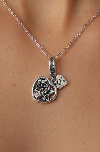 Collar Corazón Árbol Familia Plata