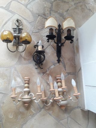Lampade da parete in ferro e lampade in legno