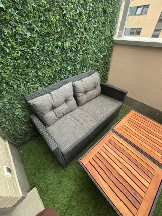 Conjunto Muebles Jardín Ratán y Madera