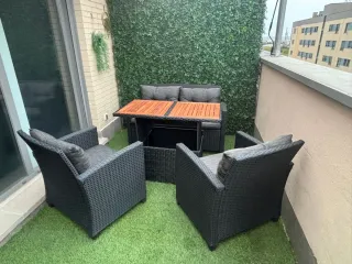 Conjunto Muebles Jardín Ratán y Madera