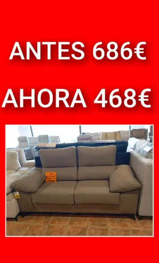 Sofá 3 plazas tela beige/marrón