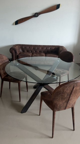 Mesa redonda cristal comedor con/sin 4 sillas.