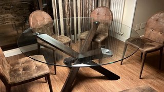 Mesa redonda cristal comedor con/sin 4 sillas.
