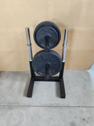 Soporte rack para discos de pesas y mancuernas