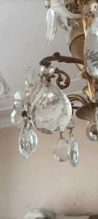 Lampadario vintage 3 bracci cristalli