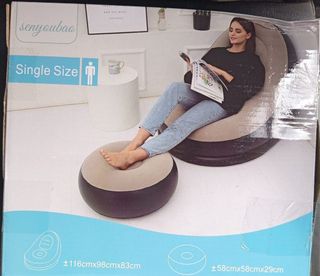 Sillón Inflable Puff con Reposapiés