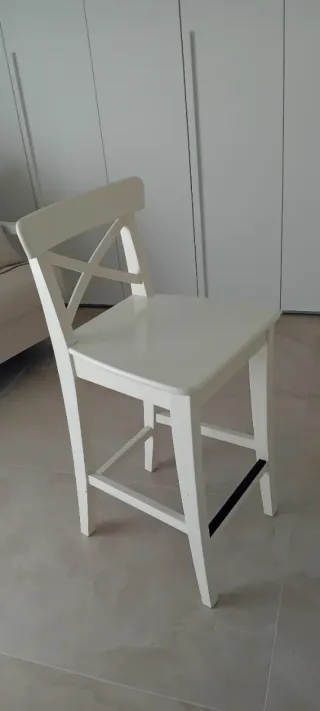 2 Taburetes Altos Madera Blanco Ikea
