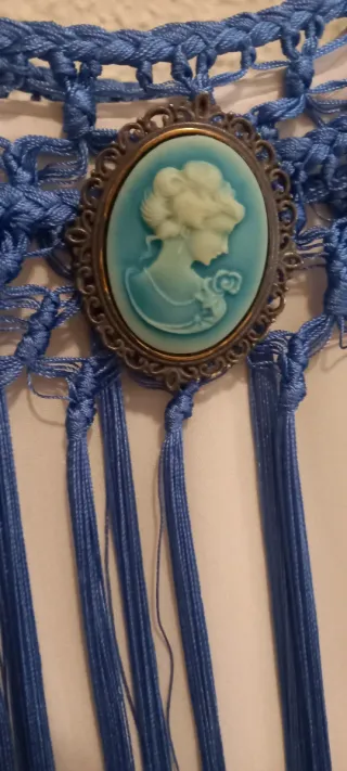 Flecos  Flamenca Azul con Broche y flores