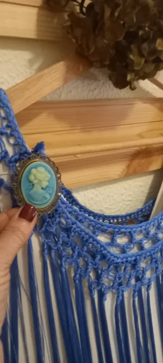 Flecos  Flamenca Azul con Broche y flores