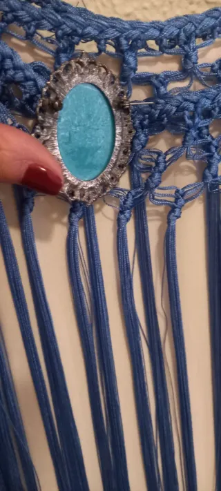 Flecos  Flamenca Azul con Broche y flores