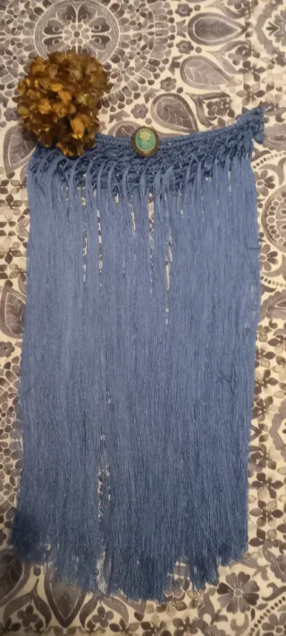 Flecos  Flamenca Azul con Broche y flores