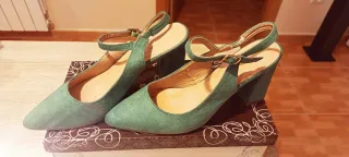 Zapatos verdes de tacón para mujer talla 38