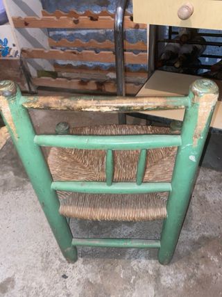Silla vintage madera y jute