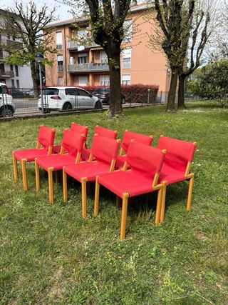 8 Sedie Design Mid Century Cassina Legno Vintage