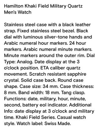 Reloj unisex Hamilton Khaki Field Militar 34mm