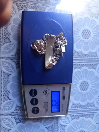Esclava de plata con placa