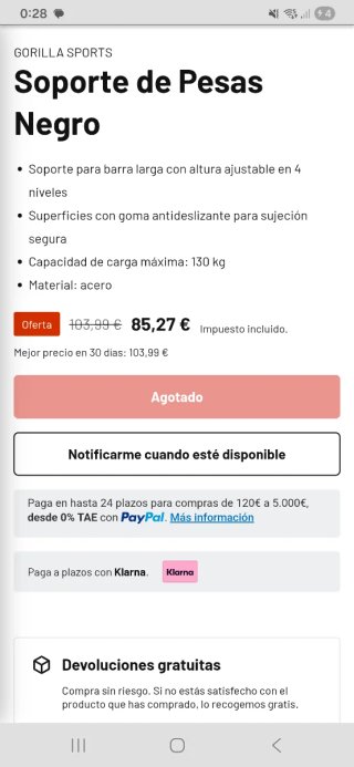 Rack Soporte Barra Gorillasports Nuevo