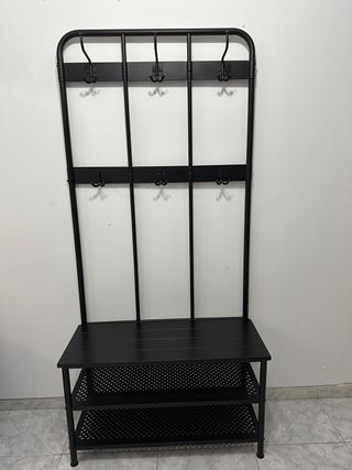 Banco Perchero Zapatero Metal Negro