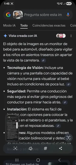 Monitor de Bebés para el automovil