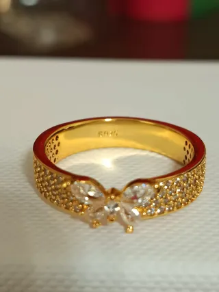 Anillo Dorado Mariposa Banda Ancha