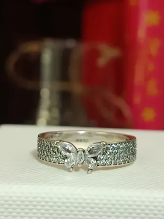 Anillo Plata Mariposa Banda Ancha